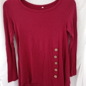 Small womens Maroon top with decorative buttons